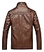chouyatou Men's Casual Stand Collar Zip-Up Faux Leather Jacket with Fleece Lined