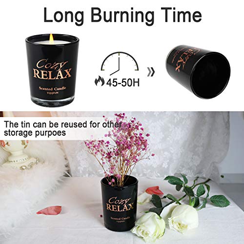 TQQFUN Premium Scented Candle Soy Candle Aromatherapy Candle 45-50 Hours Long Burning Time for Home Use and Gift Giving, Smokeless Candles(Black, 8.8 oz)