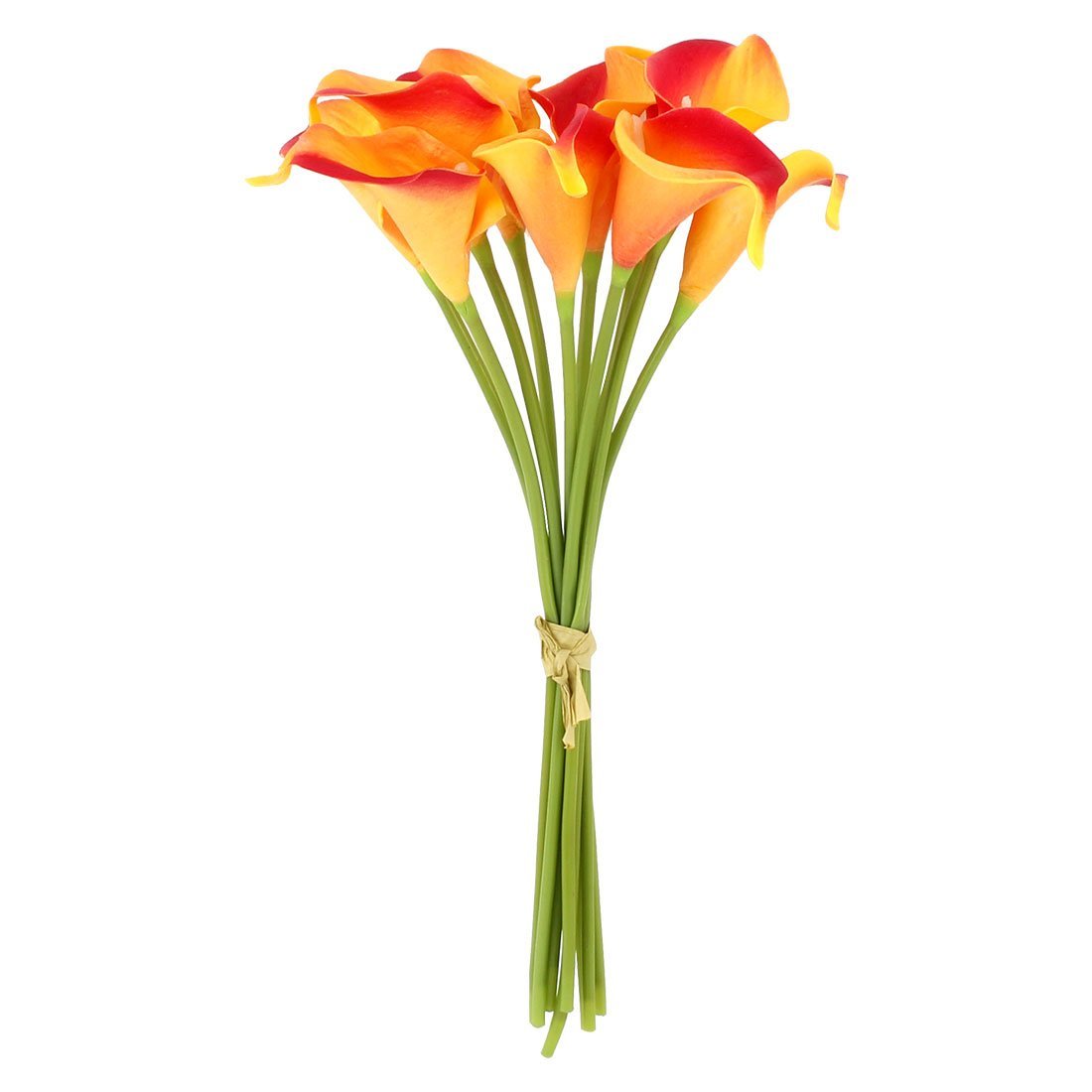 sourcing map PU Household Room Ornament Elegant Wedding Party Decor Calla Lily Artificial Flowers Bouquet 10 Pcs Yellow Red