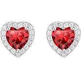 Geelein Cubic Zirconia Stud Earrings 925 Sterling Silver Post Halo Bridal Wedding Stud Earrings Hypoallergenic for Women Round/Heart/Square