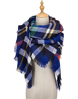 Women's Tassels Soft Plaid Tartan Scarf Winter Large Blanket Wrap Shawl