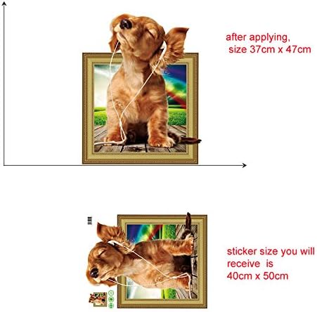 Lichi 3D Dog Pet Wall Sticker Enjoying Music for Home Nursery Decal - Image 4