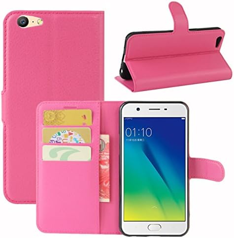 Oppo A57 Case, Fettion Premium PU Leather Wallet Flip Phone Protective Case Cover with Card Slots, Stand Feature and Magnetic Closure for Oppo A57 Smartphone (Wallet - Rose)