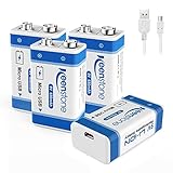9V Rechargeable Li-ion Batteries with Micro USB Charging Port, Keenstone 650mAh Li-ion Battery (6v-8.4v), 4 Pack