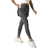 SweatyRocks Women's 2 in 1 Leggings Yoga Pants with Pockets Workout Gym Athletic Tights Shorts Attached