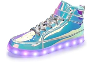 Padgene Women's Men's LED Lights Up Shoes Unisex Luminous Flashing Trainers USB Charging Lace Up Couples Dancing Shoes