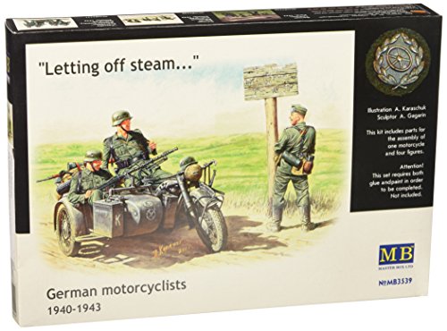 Master Box WWII German BMW R75 Motorcycle and 4 Motorcyclists 1940-43 Figure Model Building Kits (1:35 Scale)