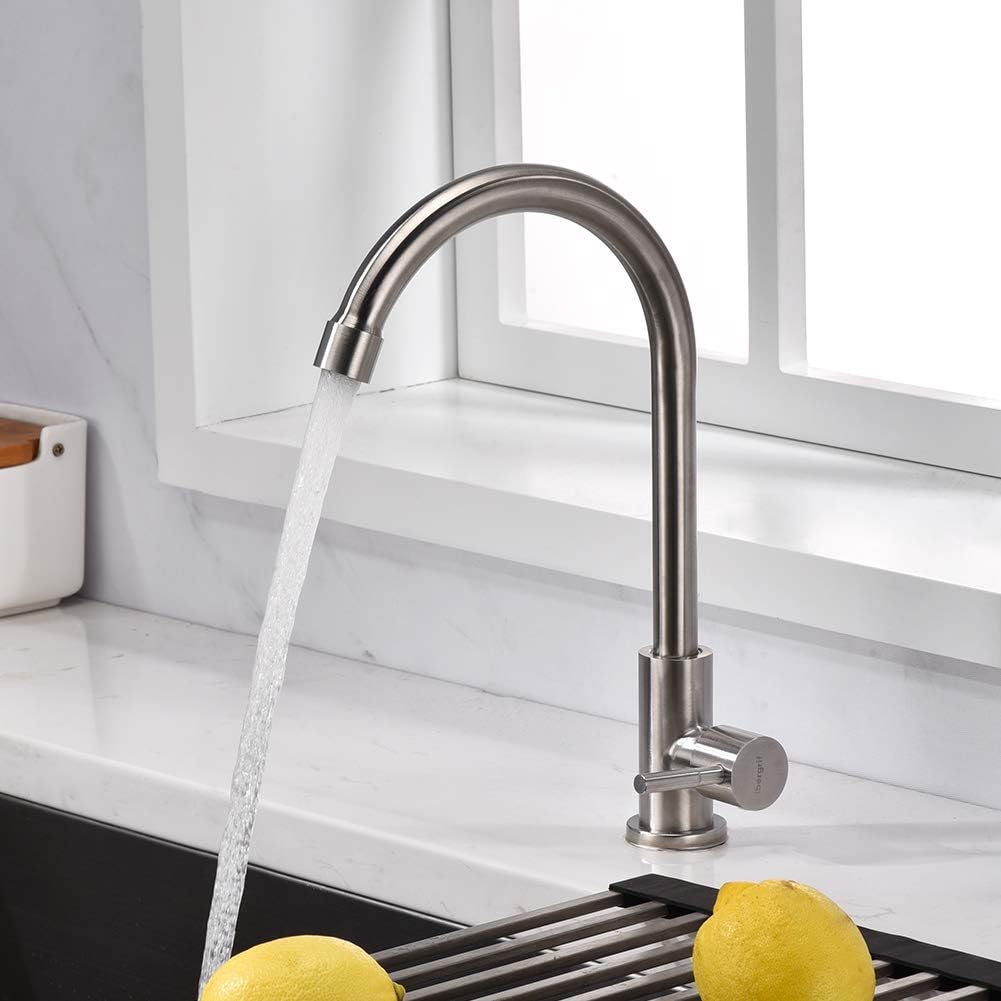 Ibergrif M18703 Cold Water Only Sink Tap, SUS304 Stainless Steel 360°Swivel High Arc Single Handle - Image 4