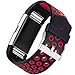 Wepro Bands Compatible with Fitbit Charge 2 HR for Men Women Girls Kids, Replacement Accessory with Air Holes, Large, Black on Red