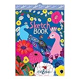 eeBoo Sketch Book Drawing Pad, Peacock and Flowers