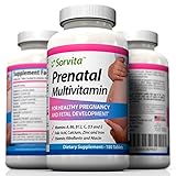 Sorvita Prenatal Multivitamin - Including Folic Acid, Thiamin, Riboflavin, Niacin, Vitamin A, D3, C, E, B6 & B12 Plus Calcium, Zinc & Iron - 180 One a Day Tablets ~ Money Back Guarantee