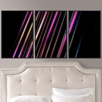 3 Piece Framed Canvas Wall Art Abstract Geometric Lights Mixed Media Canvas Prints Home Artwork Decoration for Living Room,Bedroom - 16