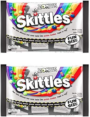 SKITTLES Halloween Zombie Mix 10.72 Oz Pack Of 2! 5 Flavors Citrus Punch, Melon, Blackberry, Black Cherry and Red Berry! Fruity Chewy Candies! Perfect For Halloween Tricks & Treats!