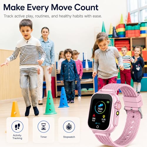 iCHOMKE Kids Smart Watch, Girls Boys Smartwatch with 26 Games Camera Video Recorder Player,Pedometer,Birthday Christmas Learning Toys Gifts For 4-10 Years Children (Pink)