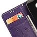 HTC One mini 2 Case,NSSTAR Butterfly Flower Flip PU Leather Fold Wallet Pouch Case Premium Leather Wallet Flip Stand Credit Card ID Holders Case Cover for HTC One Remix / One mini 2 (2014),Purple