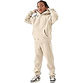 Arssm Girls Boys Sweatsuits Fleece 2 Piece Outfits Pants Set Hoodie and Sweatpant Set Kids Athletic Fleece Tracksuits