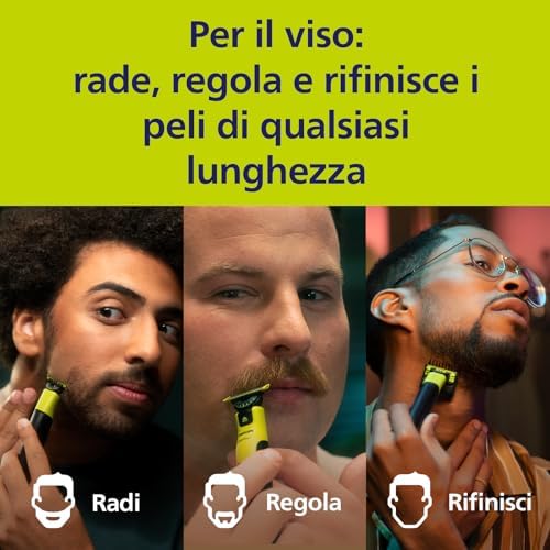 Genuine OneBlade 360 Lame di ricambio, per rasoio e tagliacapelli elettrici OneBlade, confezione 4, modello QP440/50