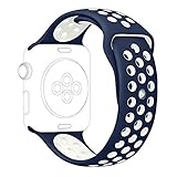Apple Watch Series 2 Nike Sport Band, UMTELE Soft Silicone Replacement Strap with Ventilation Holes for Apple Watch Nike Plus Navy/White 38mm