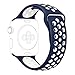 UMTELE Nike Series 2 Soft Silicone Replacement Sports Watch Strap with Ventilation Holes for Apple Watch, Medium/Large, Navy/White, 42mm