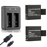 VVHOOY  2PCS 1050mah Rechargeable Battery and Rapid Dual Charger for Action Camera