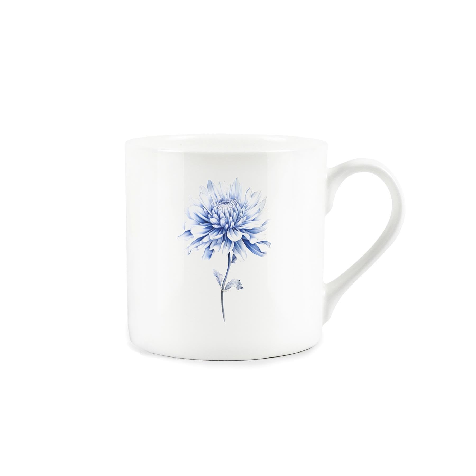 Purely Home Blue Floral Mug - Daisy Flower Illustration Bone China Mug - Tea/Coffee Cup Present/Gift