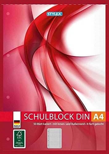 Stylex 40057Â School Notepad Squared A4, 60Â g