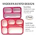 Bento Lunch Box and Snack Container Set for Kids Women | Small & Large Leakproof Boxes for Work School Daycare | Divided Portion Containers for Girls Teens Toddlers, Large and MINI, Pink 2 pack