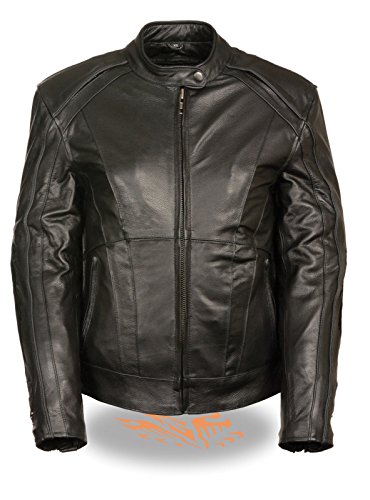 Motorcycle women's biker blk Wing detailing and studed leather Gun pocket jacket ( XL Regular)