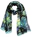 Womens 100% Silk Great Nature Pattern Scarf (Seaplants-LightBlue)