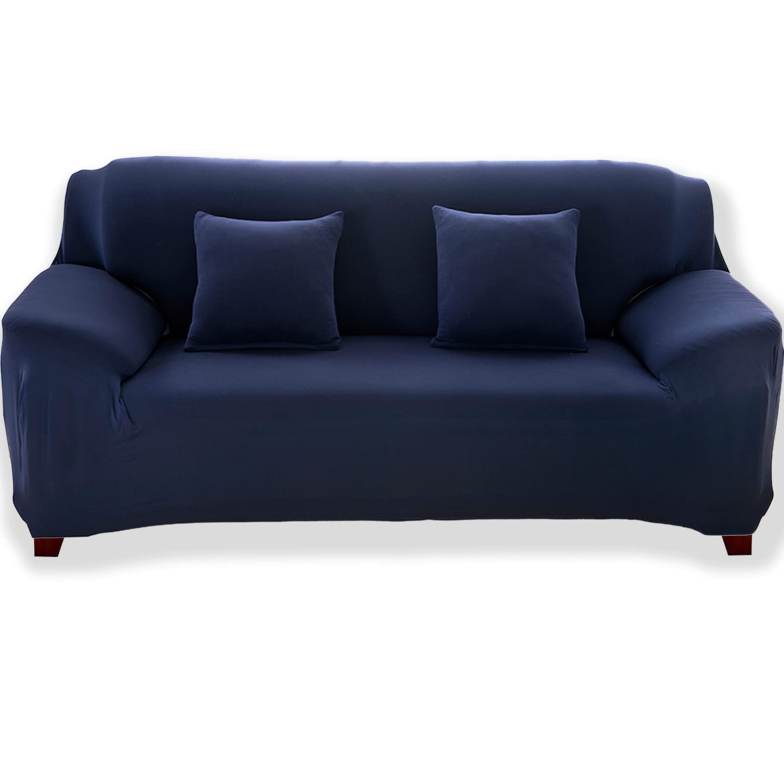 Teynewer 1-Piece Fit Stretch Sofa Cover, Sofa Slipcover Elastic Fabric Minimalism Style Chair Loveseat Couch Settee Sofa Covers Universal Fitted Furniture Cover Protector (3 Seater, Navy Blue)