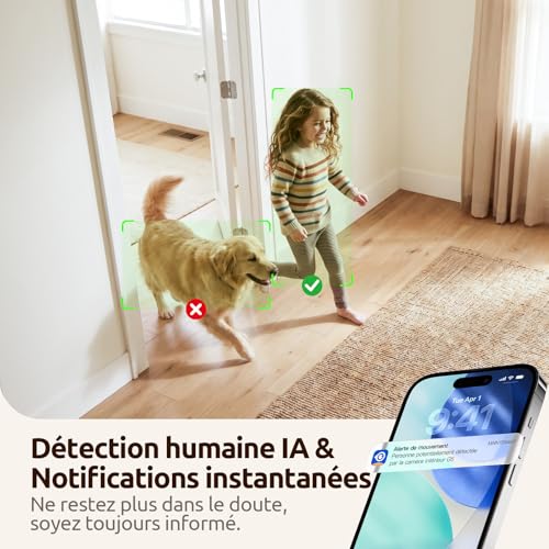AOQEE 2K 3MP Indoor WiFi Surveillance Camera – 2.4G/5G Dual Band WiFi Surveillance Camera, 360° Intelligent Tracking, AI Human Detection, Compatible with Alexa for Baby/Cat/Dog (Pack of 3)