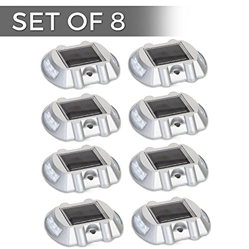 8 Pack Solar LED Markers for Pathway Driveway Lights Dock Path Step Road Safety