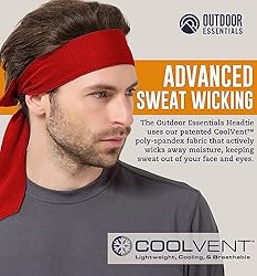OutdoorEssentials Tie Sweatband Headband Men, Ninja
