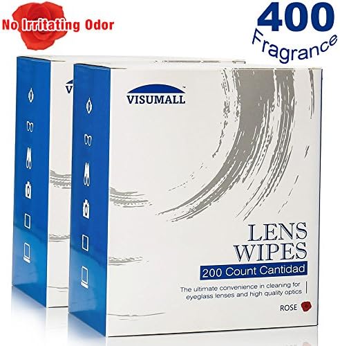 Pre-moistened Lens and Glass Cleaning Wipes - Portable Travel Cleaner for Glasses,Camera,Cell Phone,Smartphone,and Tablet - Light Fragrance Nonirritating 400 Rose