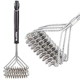 Nice2mitu Safe Clean Grill Brush - Bristle Free Barbecue Brush - 100% Rust Resistant Stainless BBQ Cleaner Safe For Porcelain, Steel, Ceramic, Iron - Great Grill Accessories Gift, Black