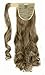 Wrap Around Synthetic Ponytail One Piece Heat Resistant Magic Paste Pony Tail Long Wavy Curly Soft Silky for Women Lady Girls 17'' / 17 inch (ash brown mix bleach blonde)