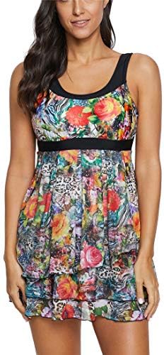 Urban Virgin Womens Two Piece Tankini Sets Swimwear Spaghetti Printed Padded Tank Top Swimsuits for Women