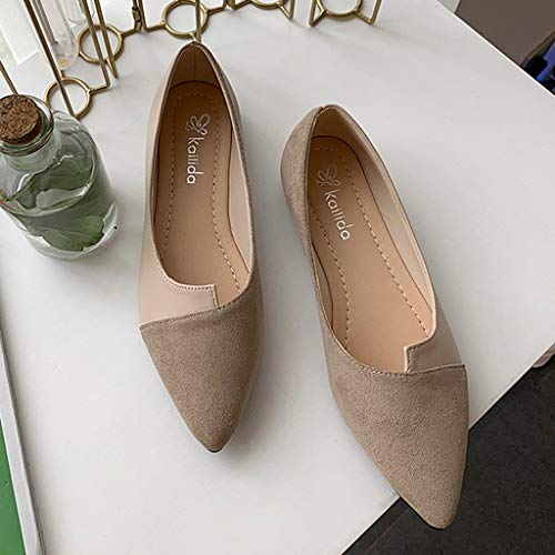 Gyoume Women Shoes Bow Pointed Toe Women Flats Woman Flat Shoes Ballet Flats Ladies (US:9, White)