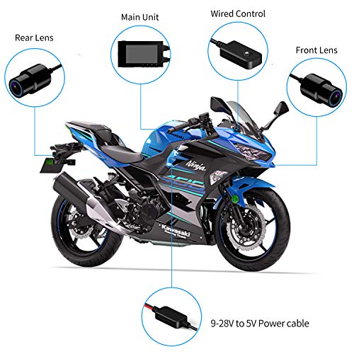 Motowolf M6 Motorcycle Recording Camera System Waterproof Dual Lens 1080P Dash Cam Dvr Sports Action Camera Security Video Recording with 2.7" LCD 155 Degree Angle WiFi & GPS Support 256G Max