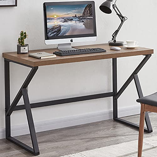 HSH Minimalist PC Desk, Industrial Home Office Desk, Sturdy Wood and