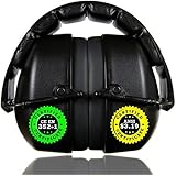 ClearArmor 141001 Shooters Hearing Protection Safety Ear Muffs Folding-Padded Head Band Ear Cups, Black