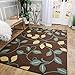 Area Rug 5x7 Brown Floral Kitchen Rugs and mats | Rubber Backed Non Skid Rug Living Room Bathroom Nursery Home Decor Under Door Entryway Floor Non Slip Washable | Made in Europe
