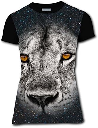 Womens Lion Face T-Shirt Short Sleeve 3D Print Tee Shirt