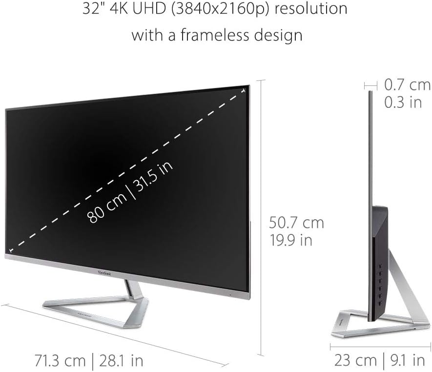 ViewSonic VX3276-4K-MHD 32 Inch 4K Ultra HD Monitor with HDR10 Support, 2 x HDMI, DisplayPort, Mini DisplayPort - Image 5