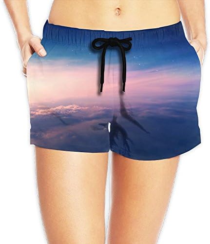 Woman's Sunrise White Clouds Unique Surfer's Shorts With Pockets S
