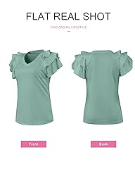 SHEWIN Summer Tops for Women Casual Short Ruffle