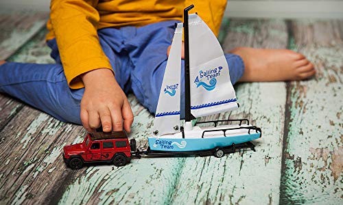 siku 2564, Mercedes-AMG G65 mit Segelboot, 1:50, Metall/Kunststoff, Rot/Blau, Inkl. Trailer aus Metall, Viele Spielfunktionen – Bild 7