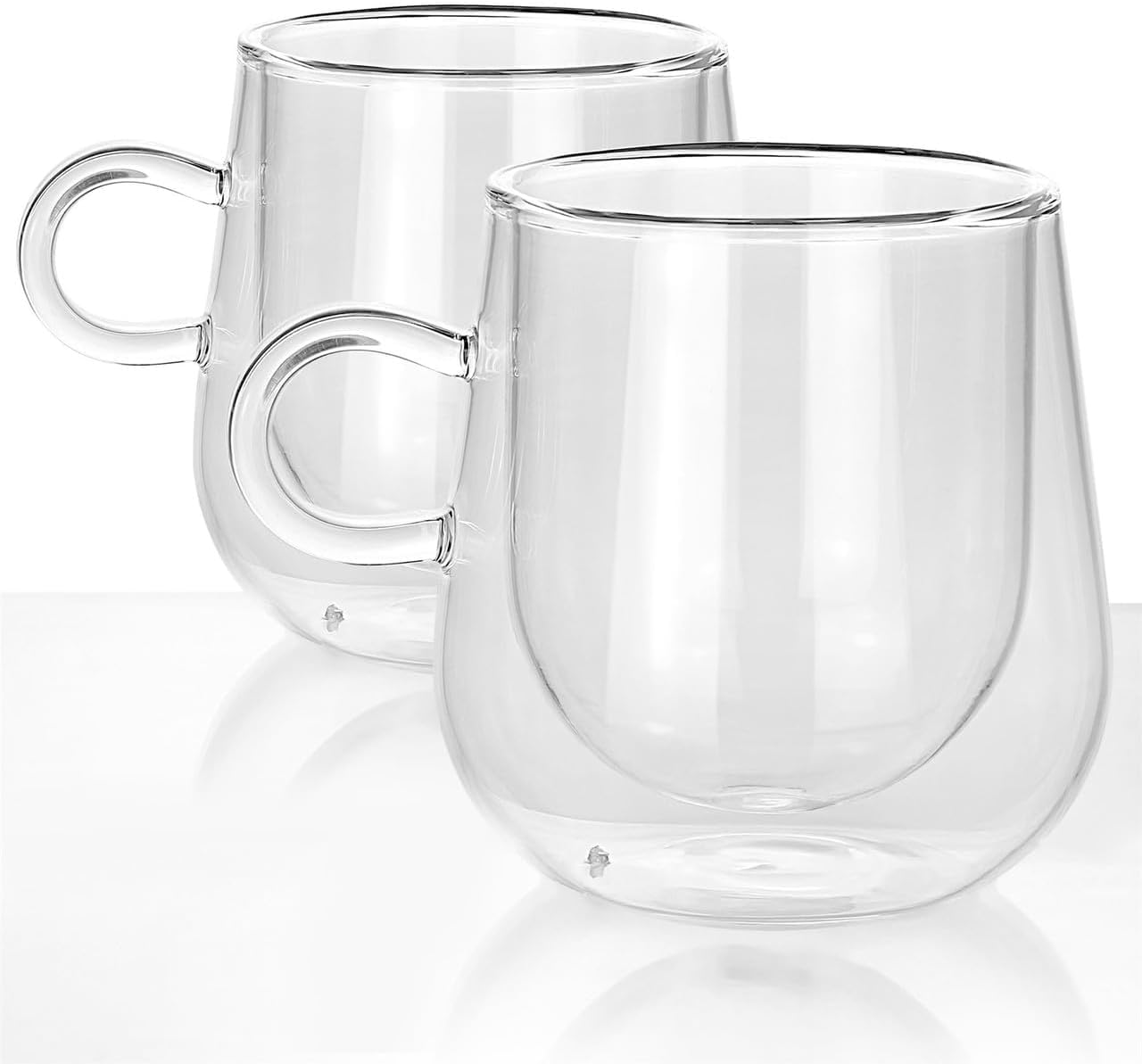 BERA HOME Double Walled Glass Set of 2 With Handle, Coffee Mugs, Thermo Glass for Hot Drinks, Latte, Cappuccino and Tea (275 ml)