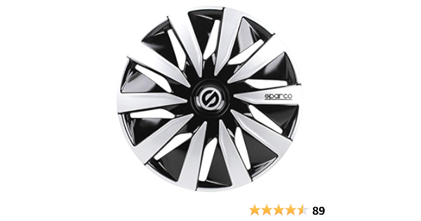 SPARCO SPC1391BKSV Tapacubos Lazio, Negro/Plata, Set de 4, 13