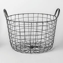 16"D x 12"W x 12"H Large Wire Basket - Round Grey